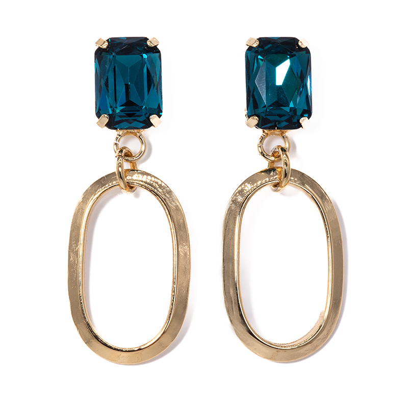 Capri Hoop Drop Earrings Aqua