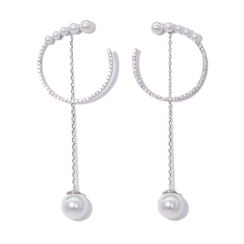 Lusso Arco Silver Pearl Earrings 925