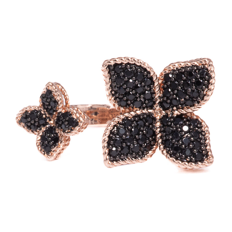 Lusso Quadrifoglio Onxy Rose Gold Ring