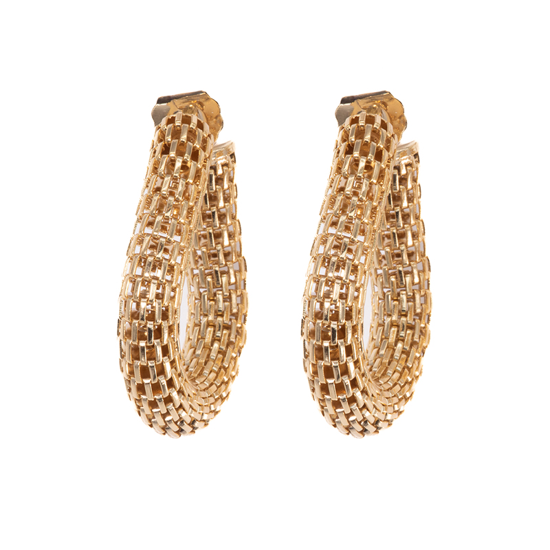 Lusso Golden Mesh Ovale Earrings