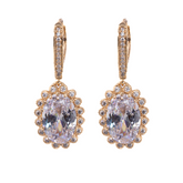 Lusso Ovale Diamond Golden Drop Earrings