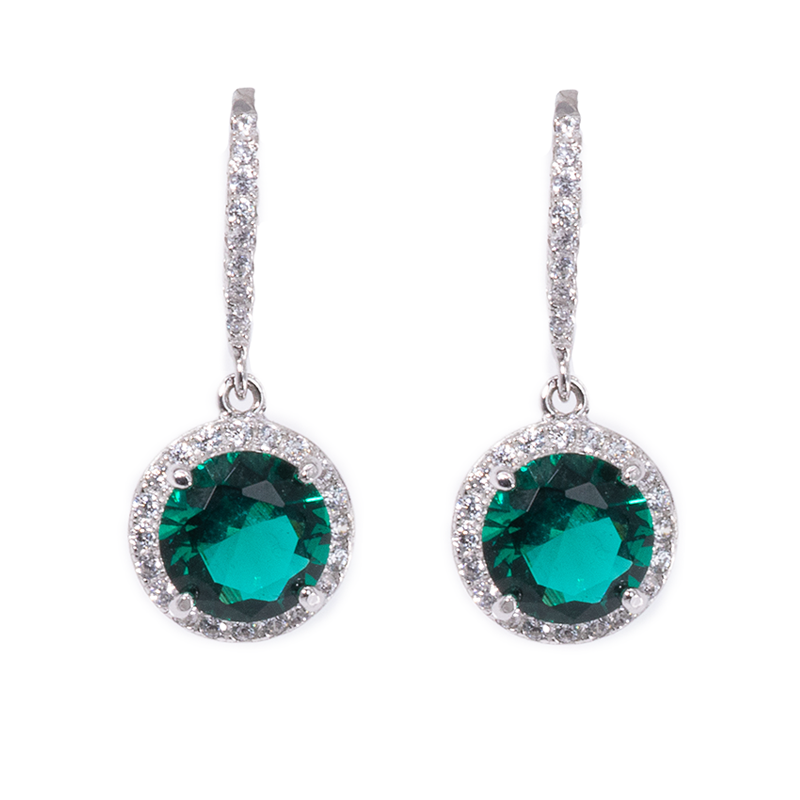 Lusso Cerchio Emerald Drop Earrings 925