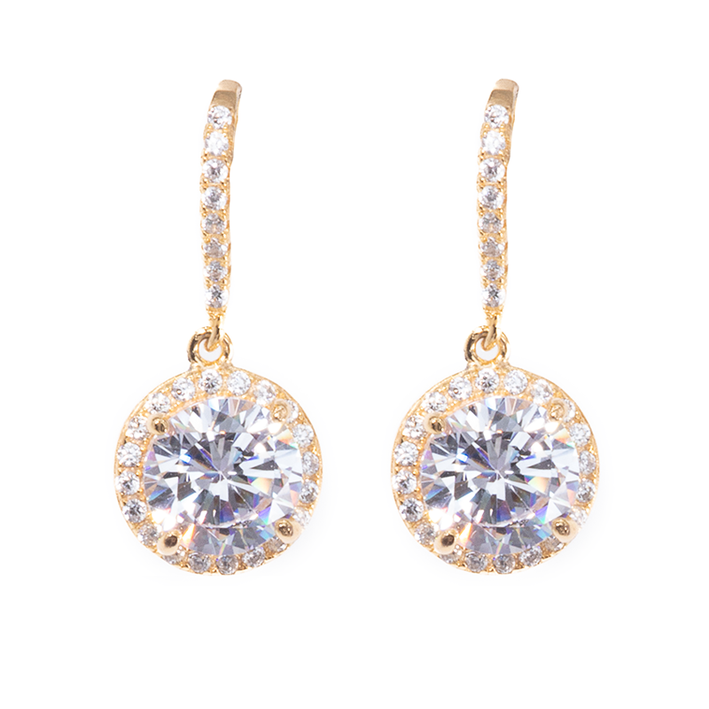 Lusso Cerchio Diamond Gold Drop Earrings 925