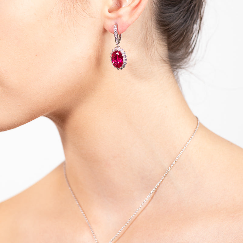 Ruby Oval Drop Earrings