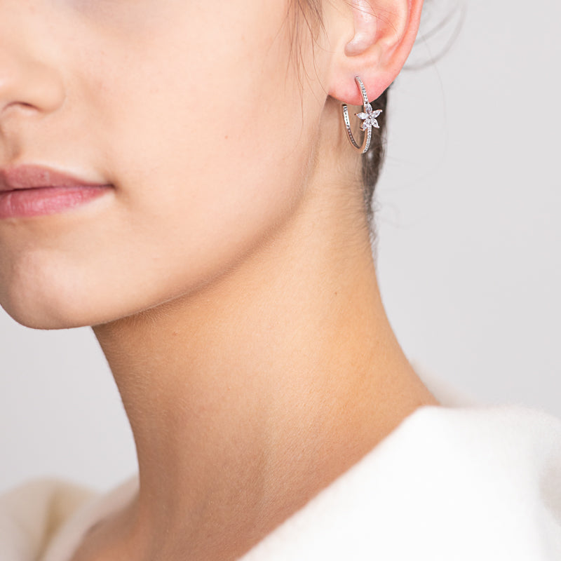 Fiore Silver Hoop Earrings 925