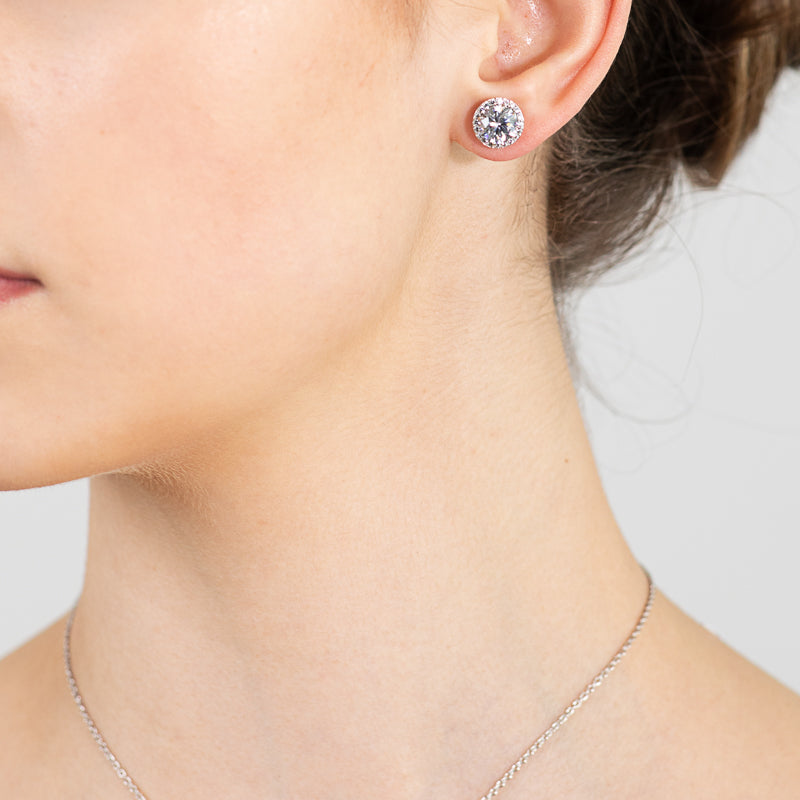 Cerchio Diamante Silver Earrings