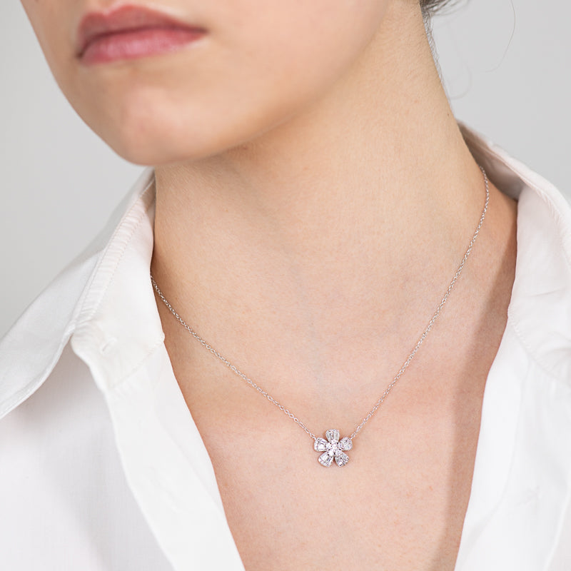Fiore Diamante Silver Necklace 925