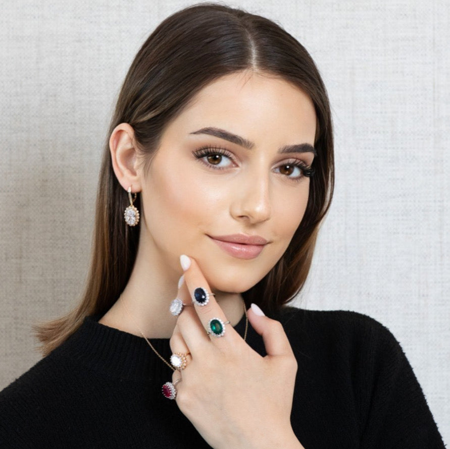 Lusso Ovale Diamond Golden Drop Earrings