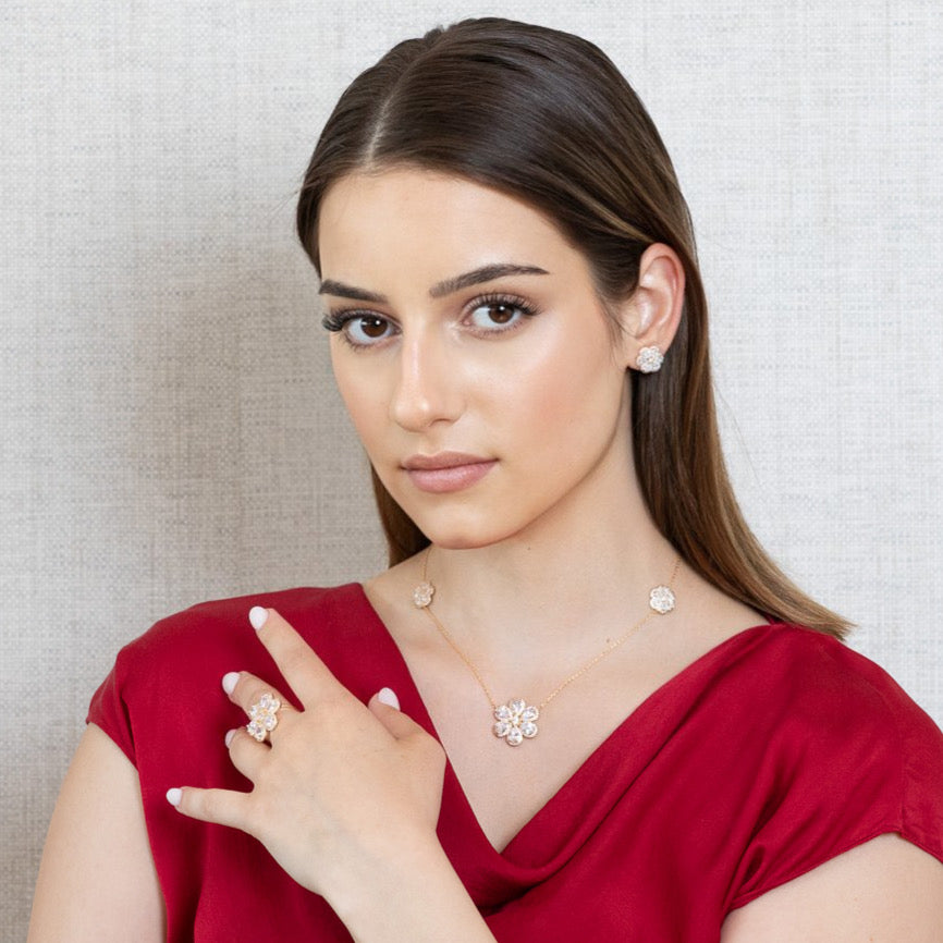 Lusso Fiore Diamond Golden Earrings