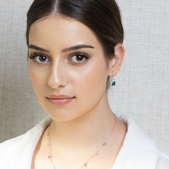 Lusso Cerchio Emerald Drop Earrings 925
