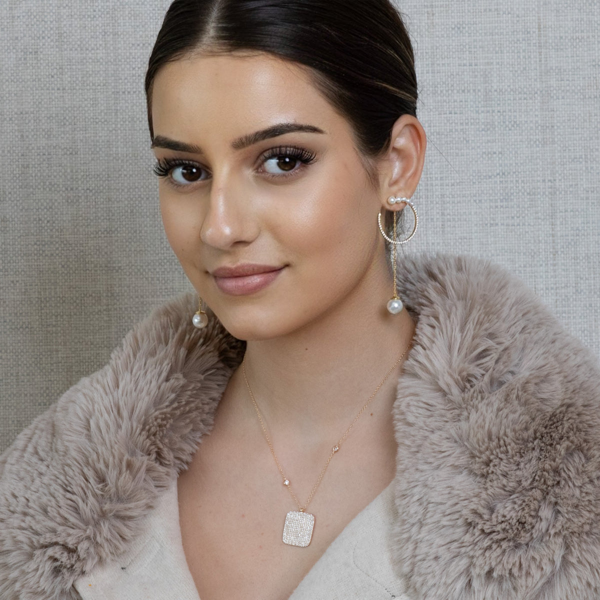 Lusso Arco Golden Pearl Earrings 925