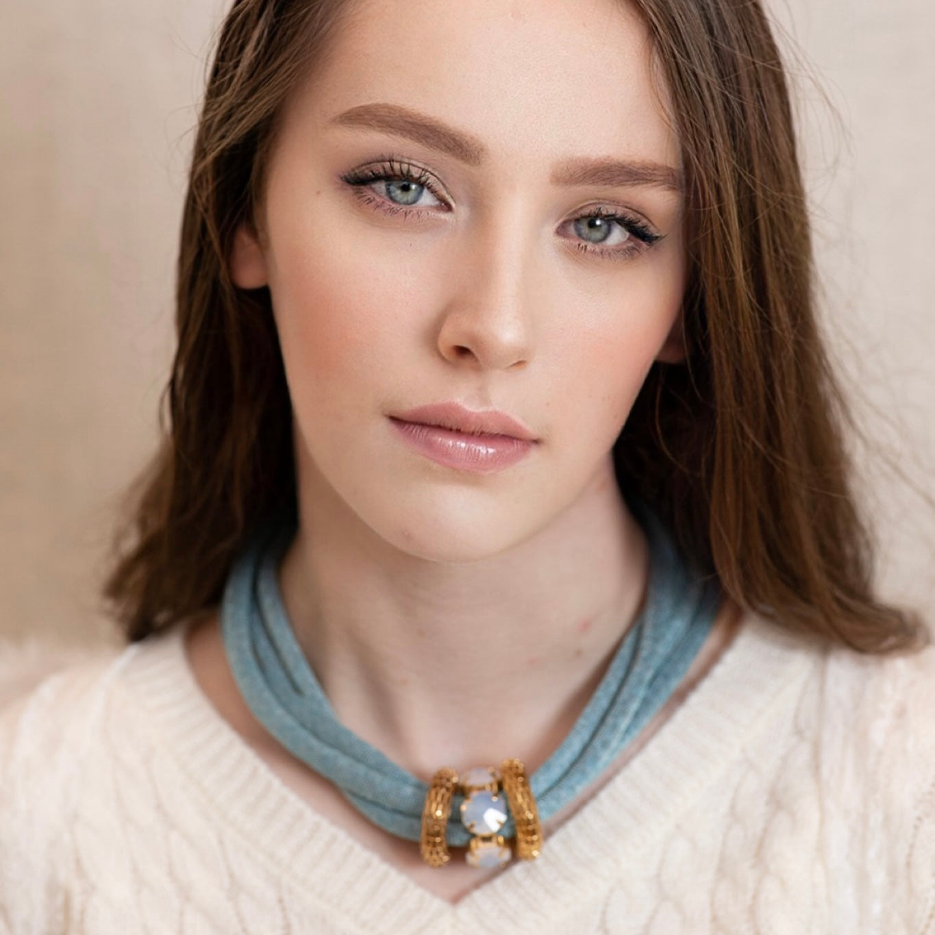 Lusso Aqua Silk Choker Necklace