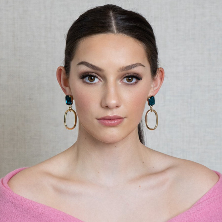 Capri Hoop Drop Earrings Aqua