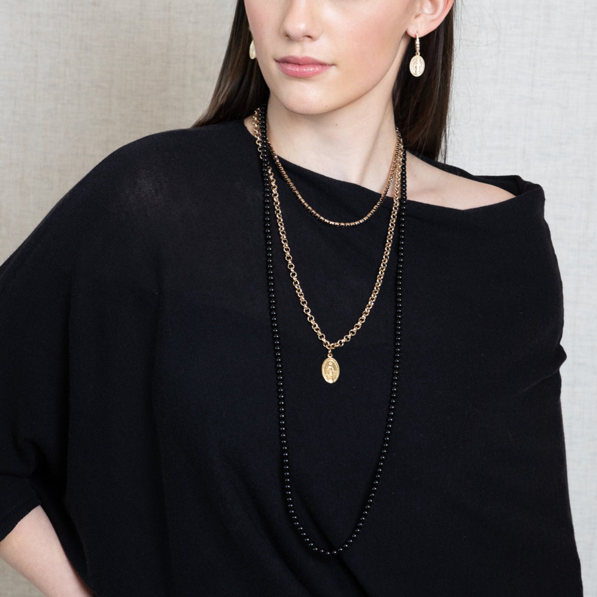 Capri Golden Link and Beaded Dual Necklace