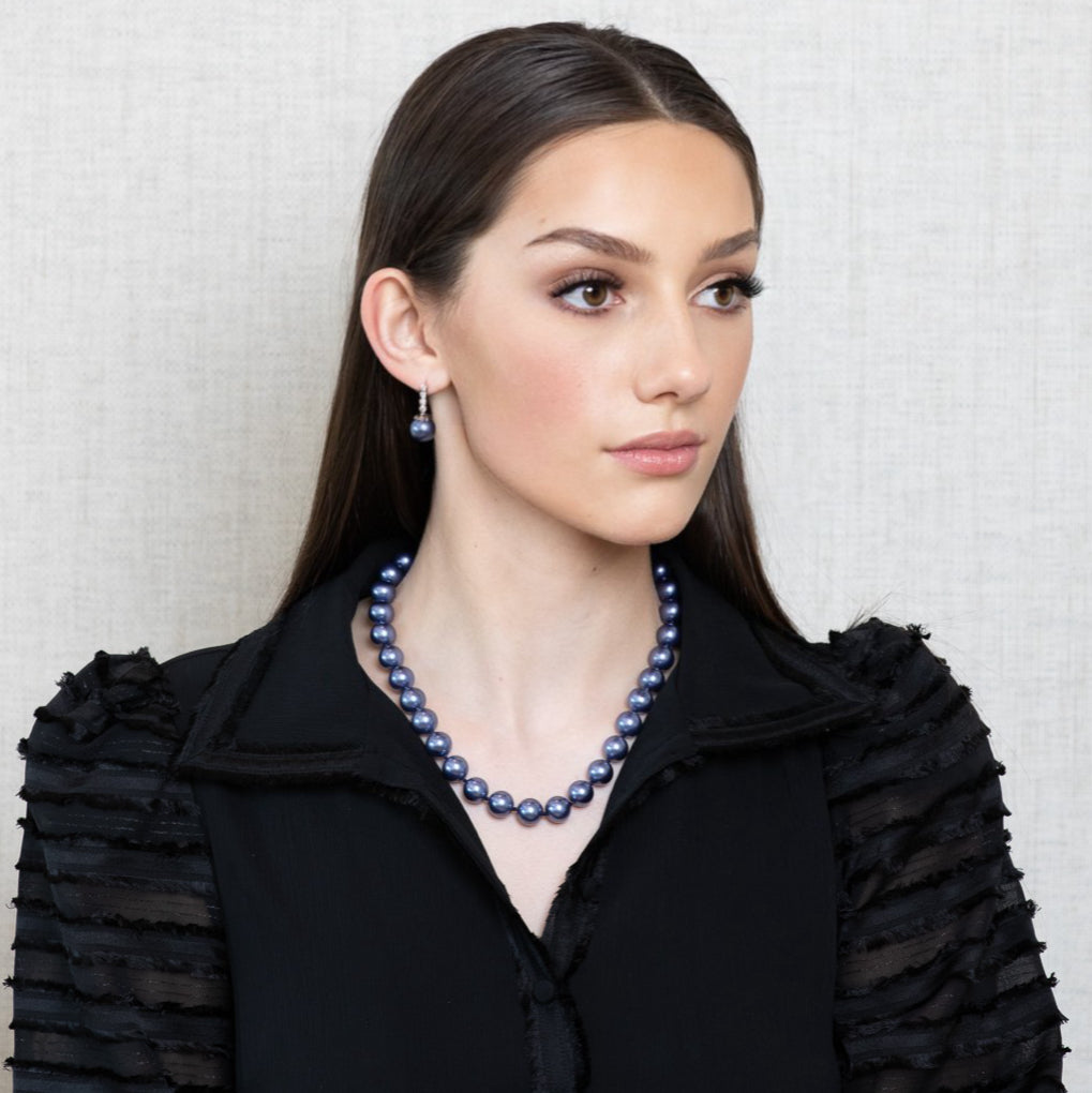 Capri Pearl Drop Earrings Blue