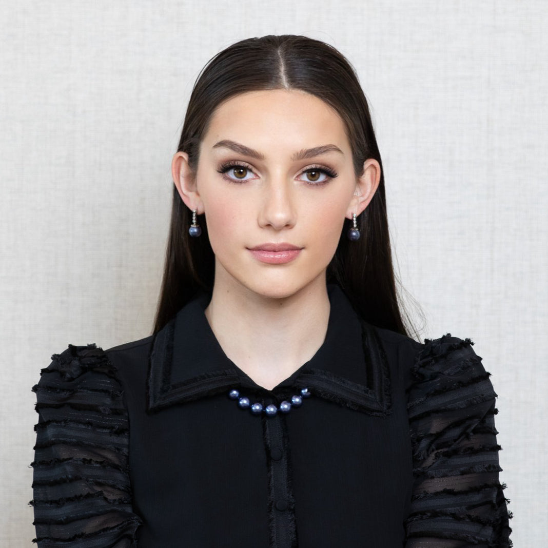 Capri Pearl Drop Earrings Blue