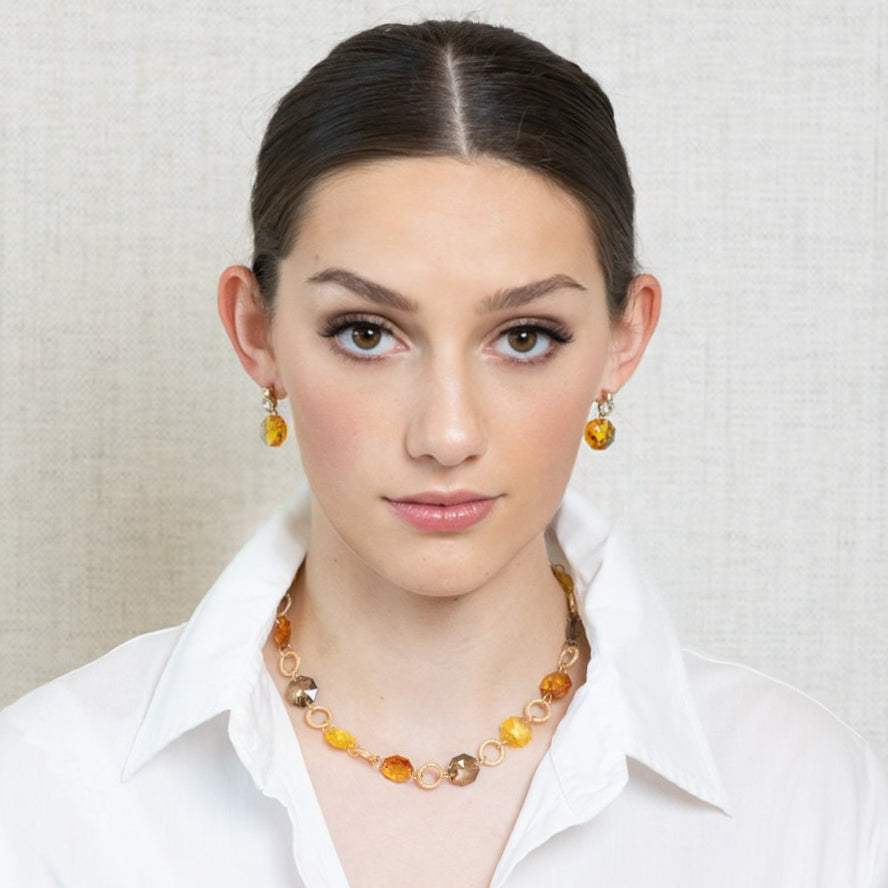 Capri Topaz Esagono Drop Earrings