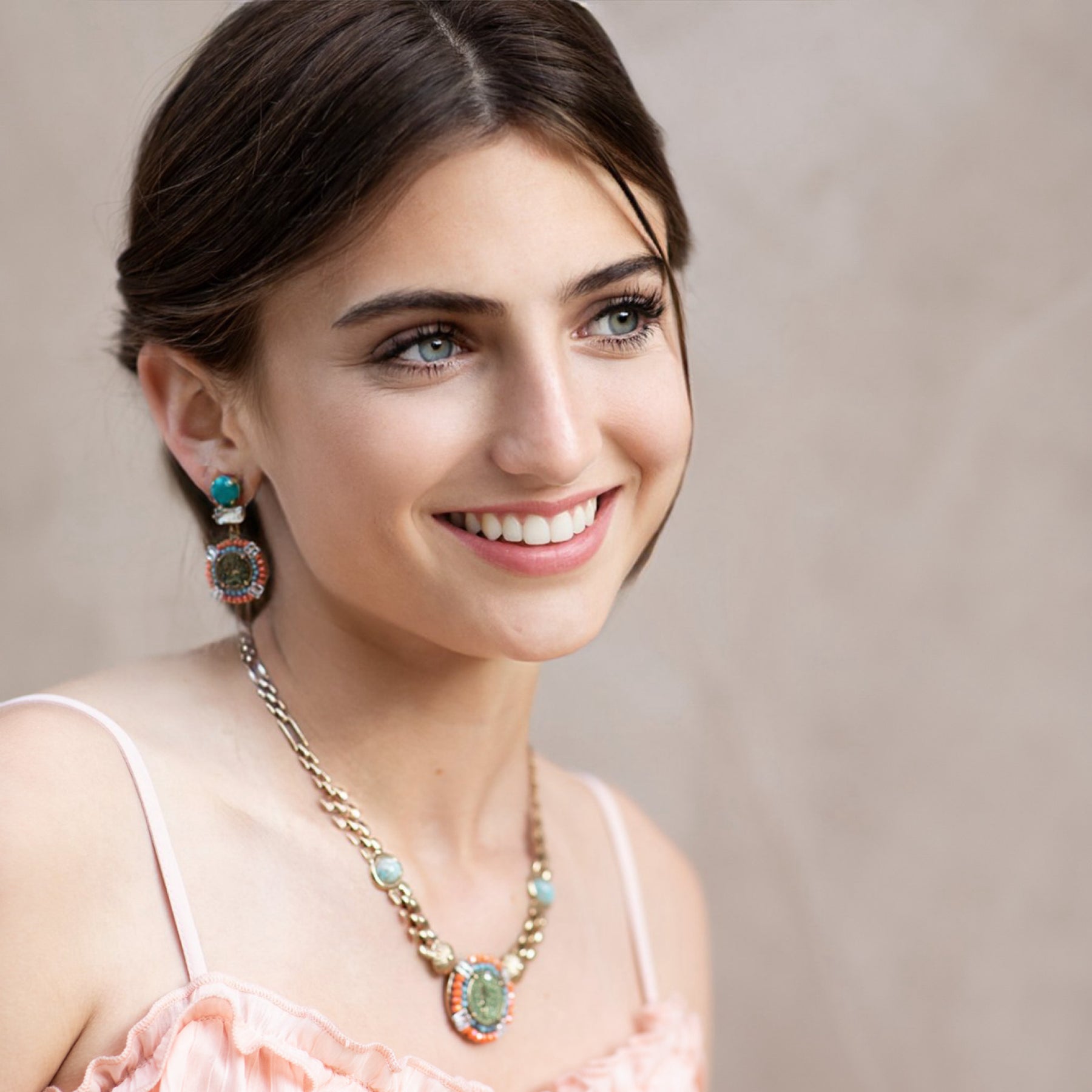Capri Mosaic Coin Drop Earrings