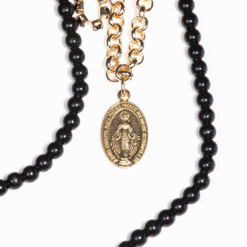 Capri Golden Link and Beaded Dual Necklace