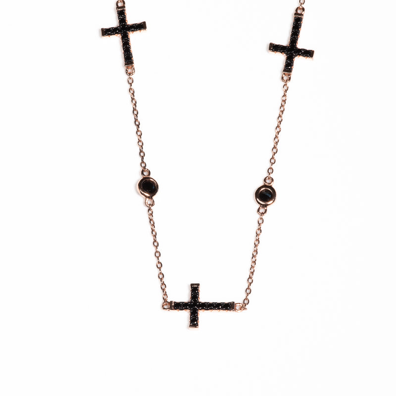Lusso Croce Rose Loop Necklace 925