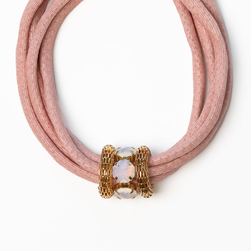Lusso Pink Silk Choker Necklace