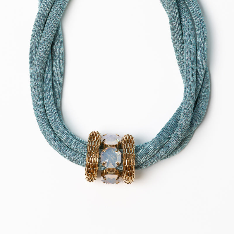 Lusso Aqua Silk Choker Necklace