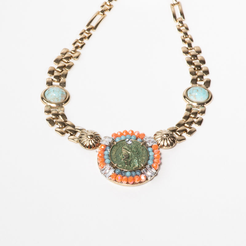 Capri Mosaic Coin Choker Necklace