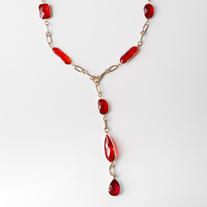 Capri Ruby Drop Necklace