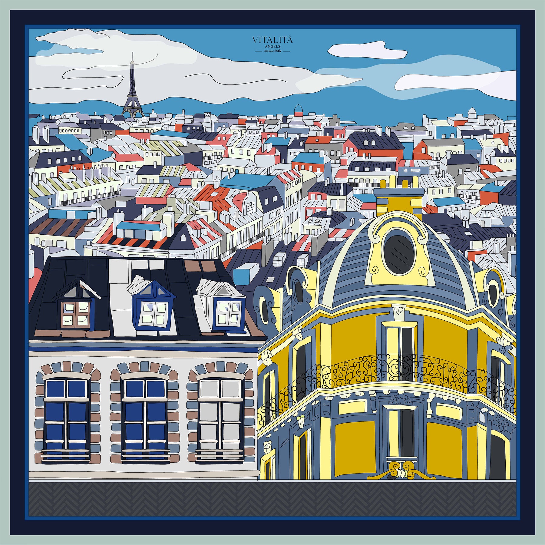 Parigi Blue City Scarf (100x100)