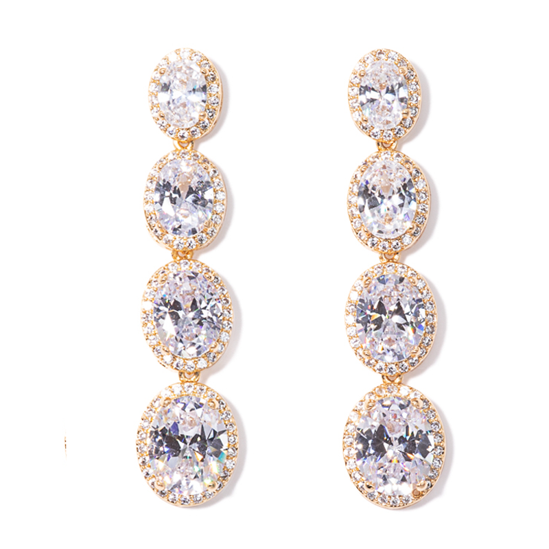 Lusso Quattro Diamond Golden Earrings