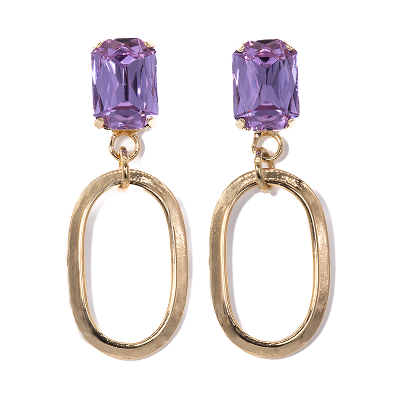 Capri Hoop Drop Earrings Amethyst