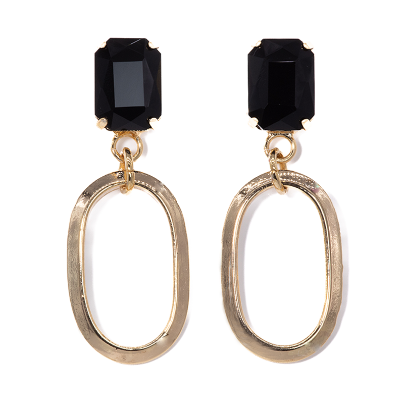 Capri Hoop Drop Earrings Onyx