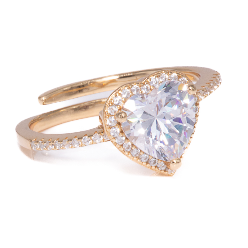Cuore Diamante Golden Ring 925