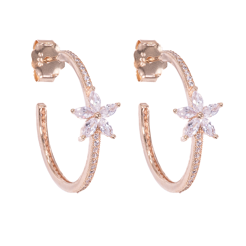 Lusso Fiore Golden Hoop Earrings 925