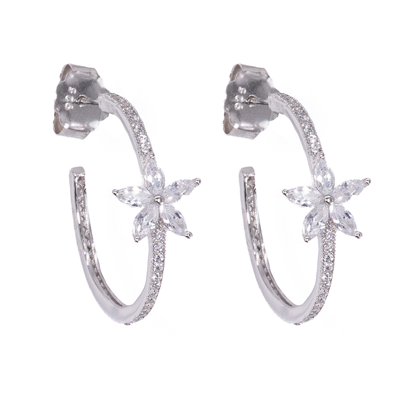 Lusso Fiore Silver Hoop Earrings 925