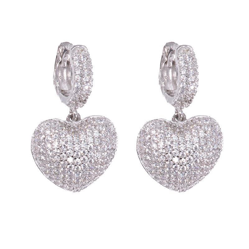 Lusso Cuore Silver Dimensionale Earrings 925