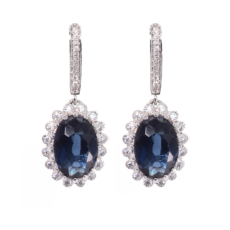 Ovale Sapphire Drop Earrings