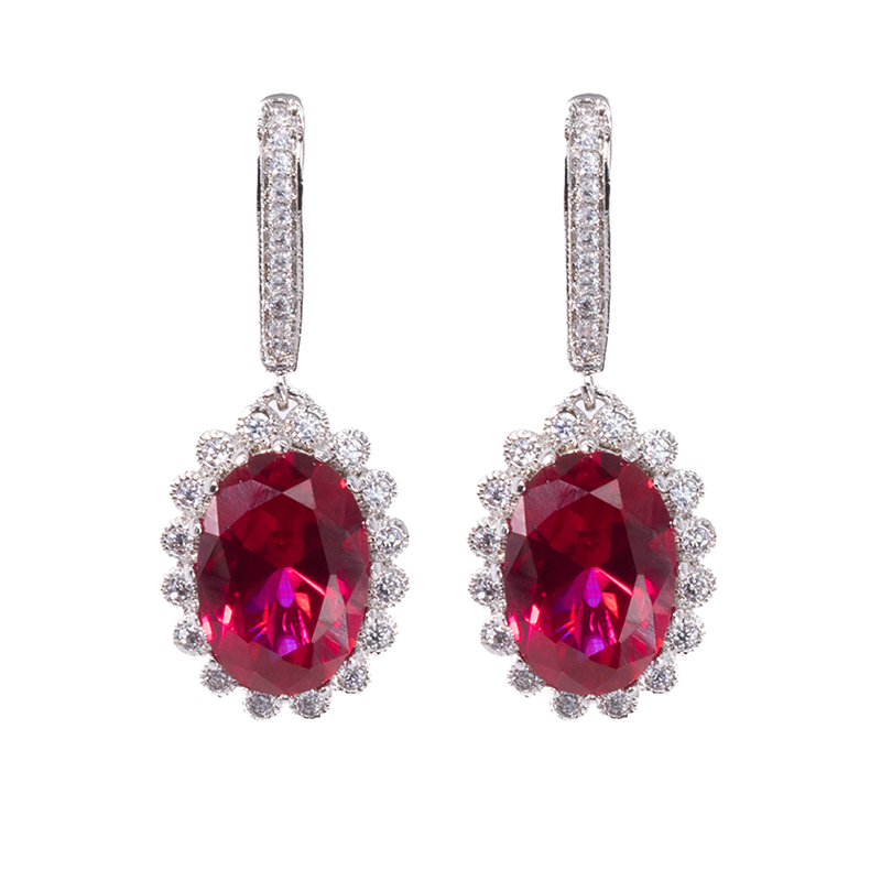 Ruby Oval Drop Earrings