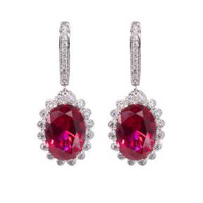 Ruby Oval Drop Earrings