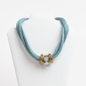 Lusso Aqua Silk Choker Necklace