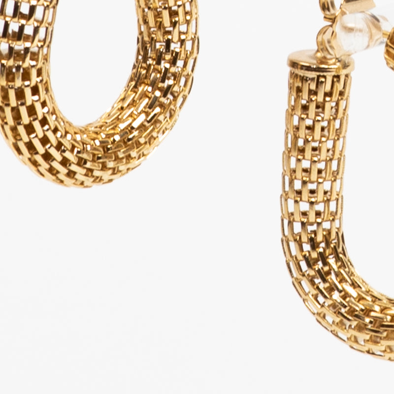 Lusso Gold Mesh Oval Earrings