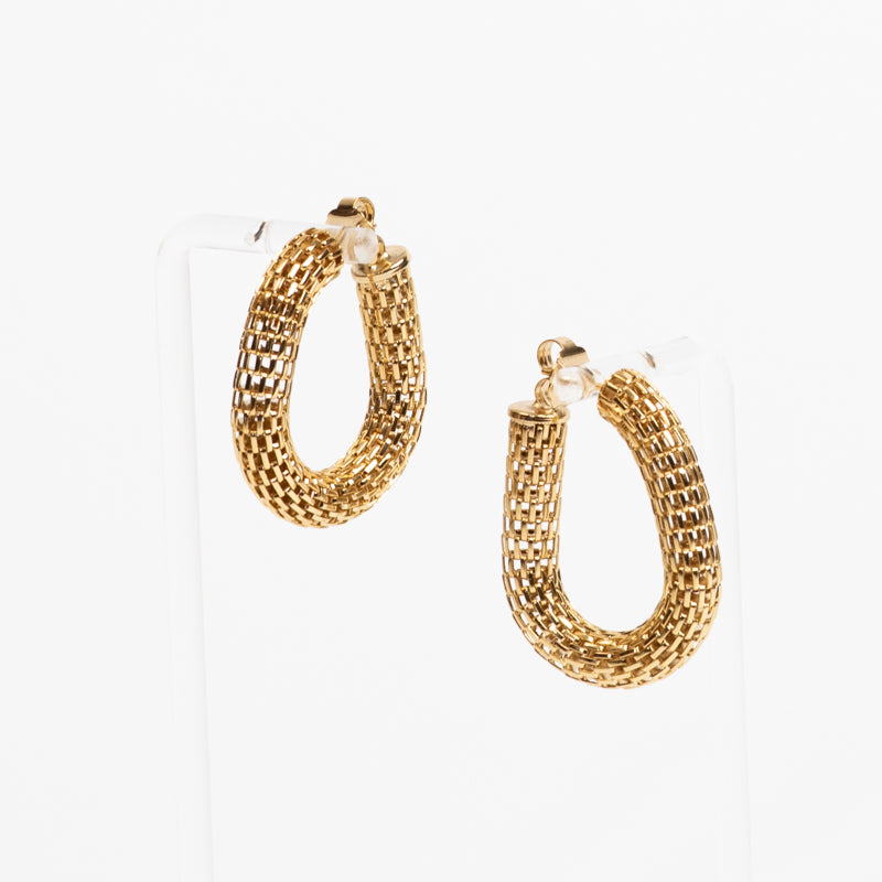 Lusso Gold Mesh Oval Earrings