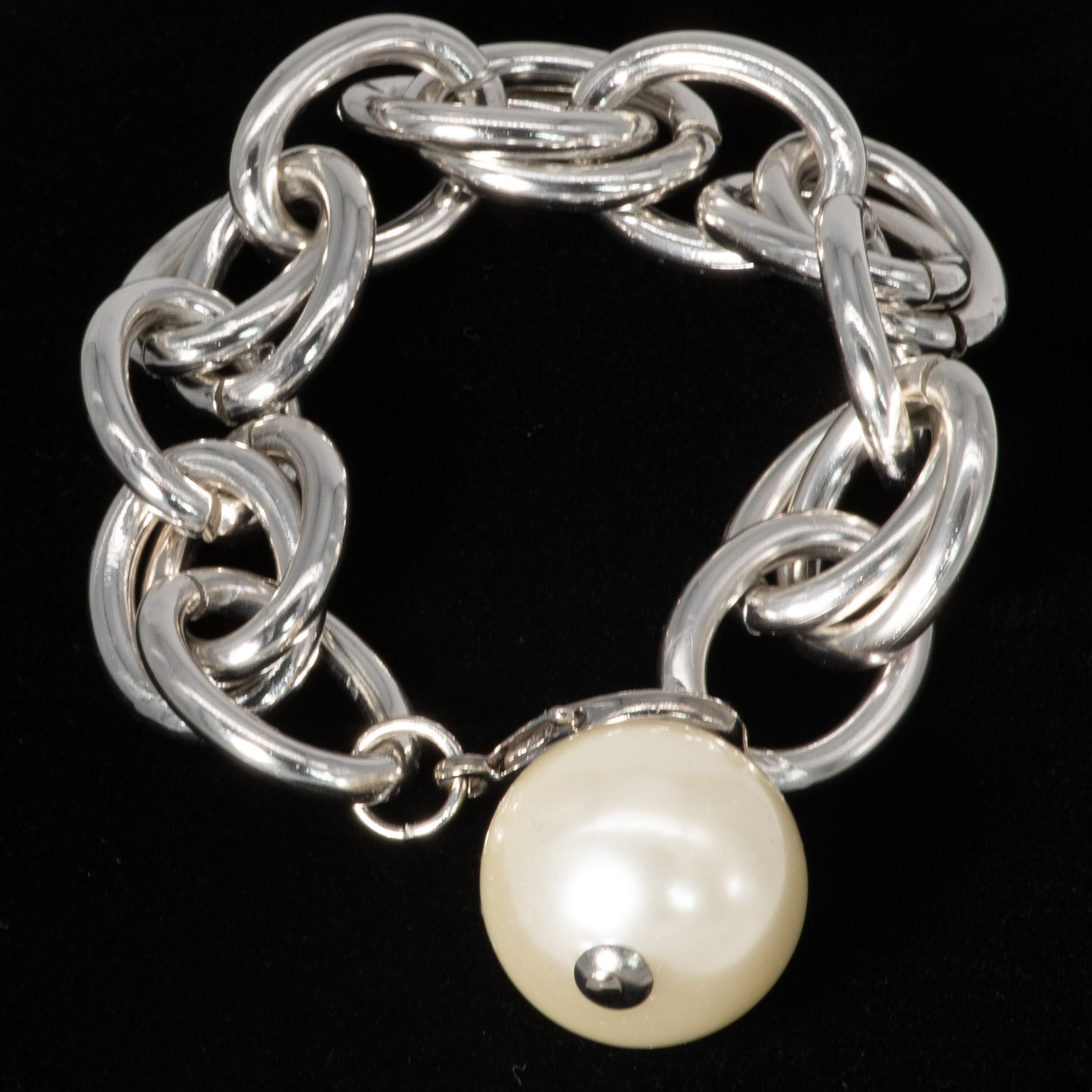 Capri Brass Link Pearl Bracelet