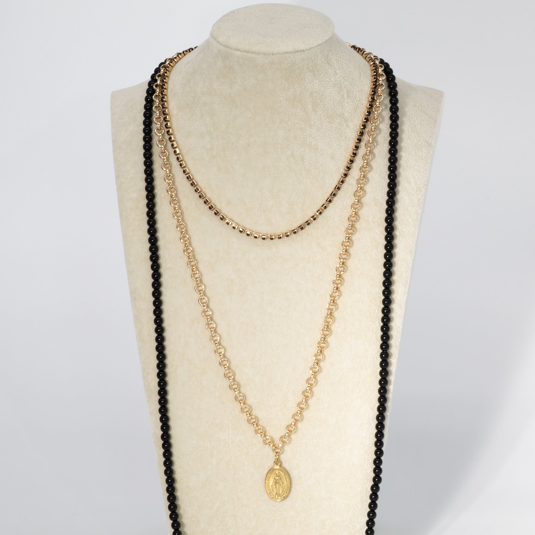 Capri Golden Link and Beaded Dual Necklace