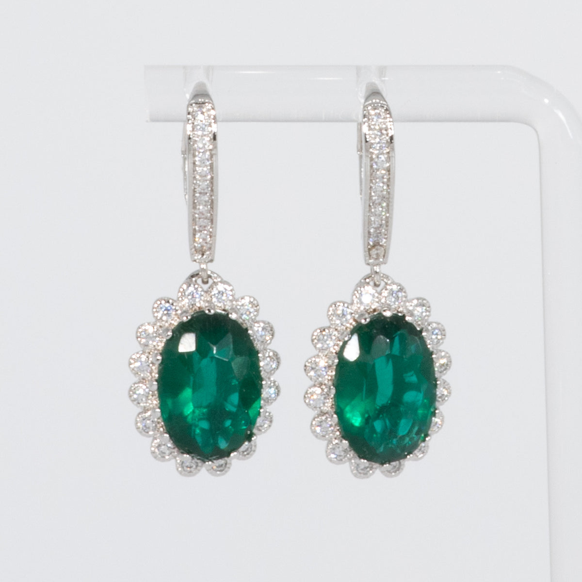 Lusso Emerald Oval Drop Earrings