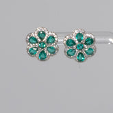 Lusso Fiore Emerald Silver Earrings