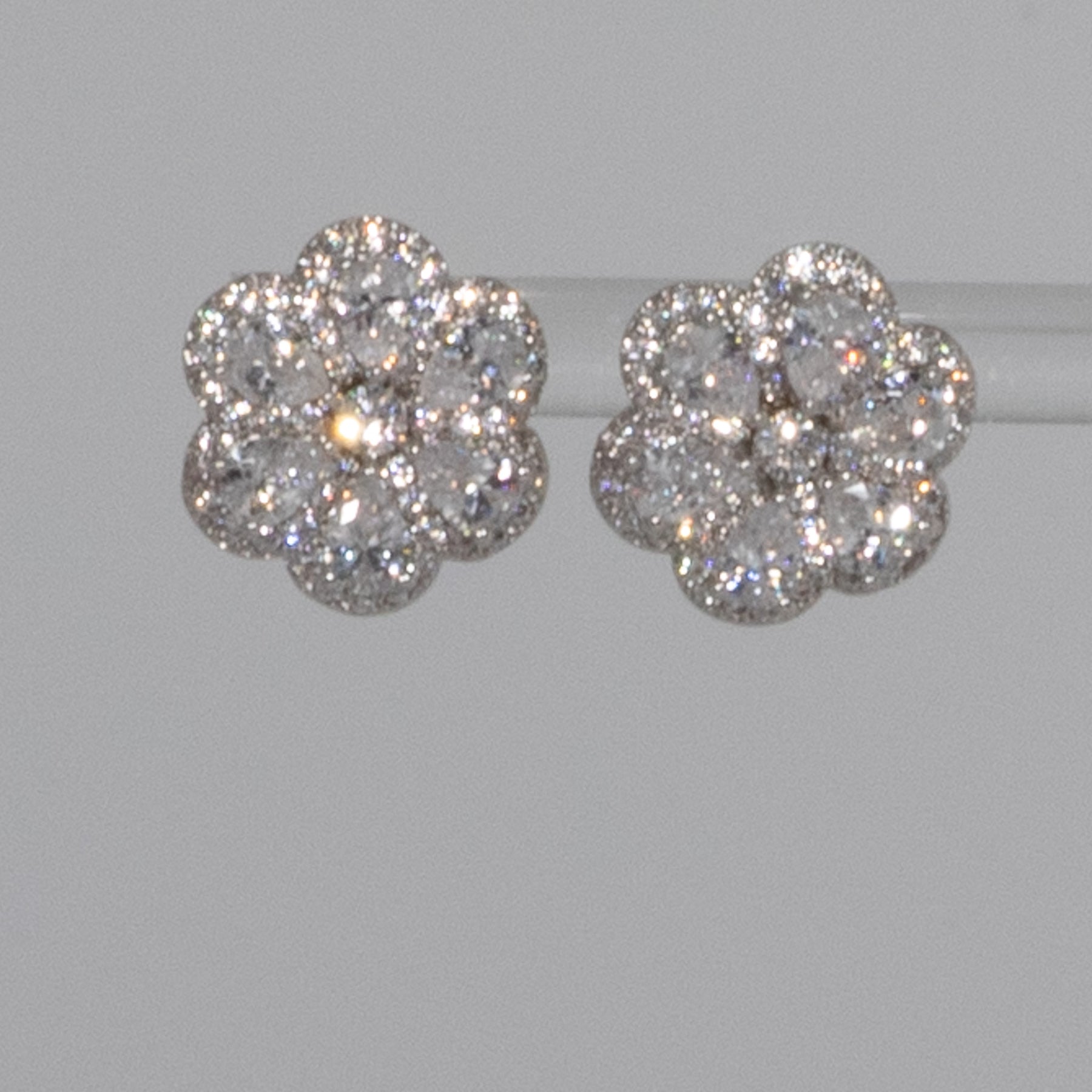 Lusso Fiore Diamond Silver Earrings