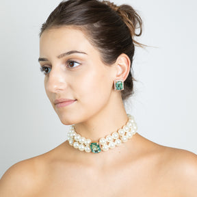 Capri Perlo Emerald Motif Choker Necklace