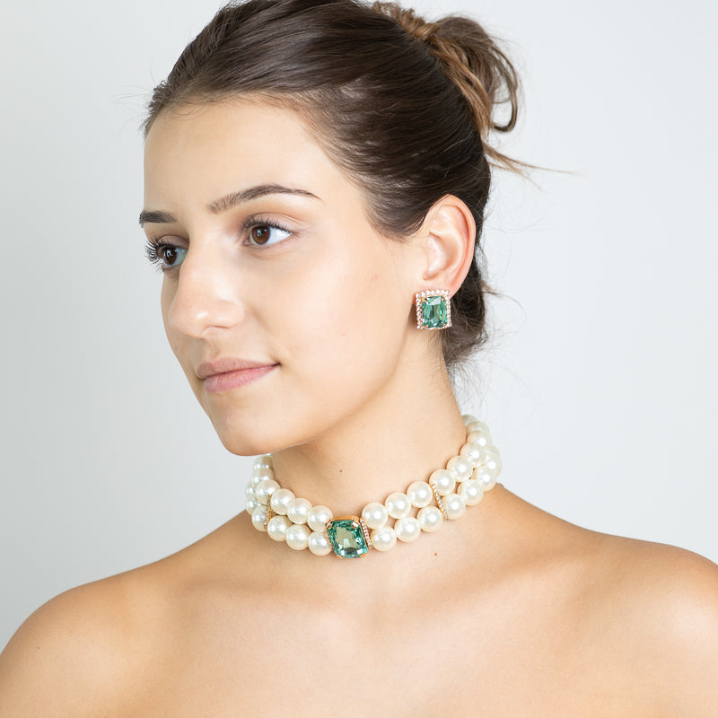 Capri Perlo Emerald Motif Choker Necklace