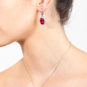 Ruby Oval Drop Earrings